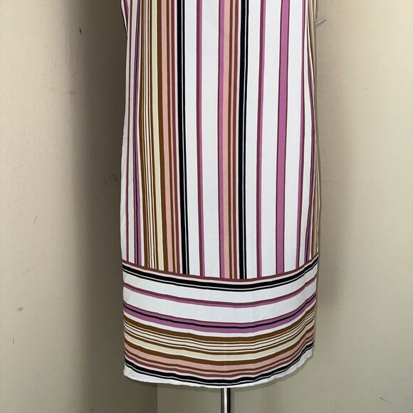 NWT Apt .9 Multicolor Sleeveless Striped Dress Pink Black Cream Midi Sz Small - Picture 3 of 9